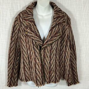 Bob Timberlake Jacket Size XXL Brown Heavyweight Multi Tweed Zip-Front Lined